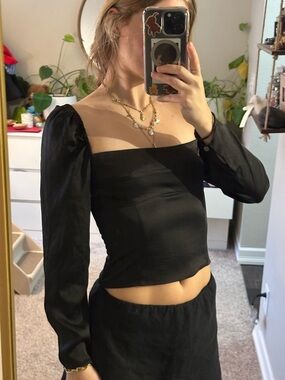 Wilfred long sleeve satin blouse